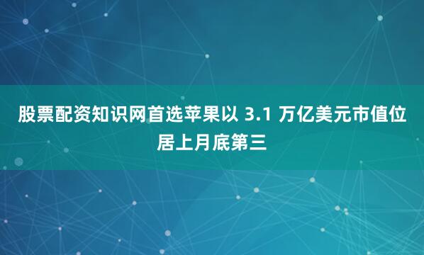 股票配资知识网首选苹果以 3.1 万亿美元市值位居上月底第三